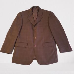 Bachrach Men's 40S Wool Brown Plaid Suit Jacket
